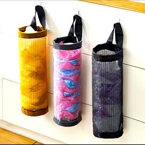 1pc Plastic Bag Holder, Washable Hanging Mesh Garbage Bag